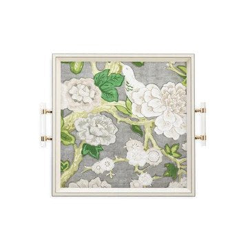 Bermuda Blossoms (Slate) Square Serving Tray