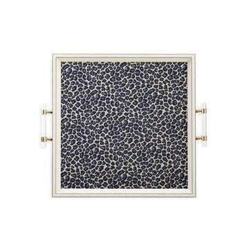 Dark Blue Leopard Square Serving Tray