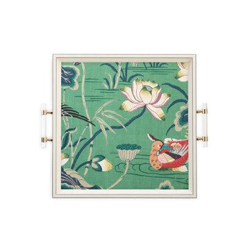 Lotus Garden (Jade) Square Serving Tray