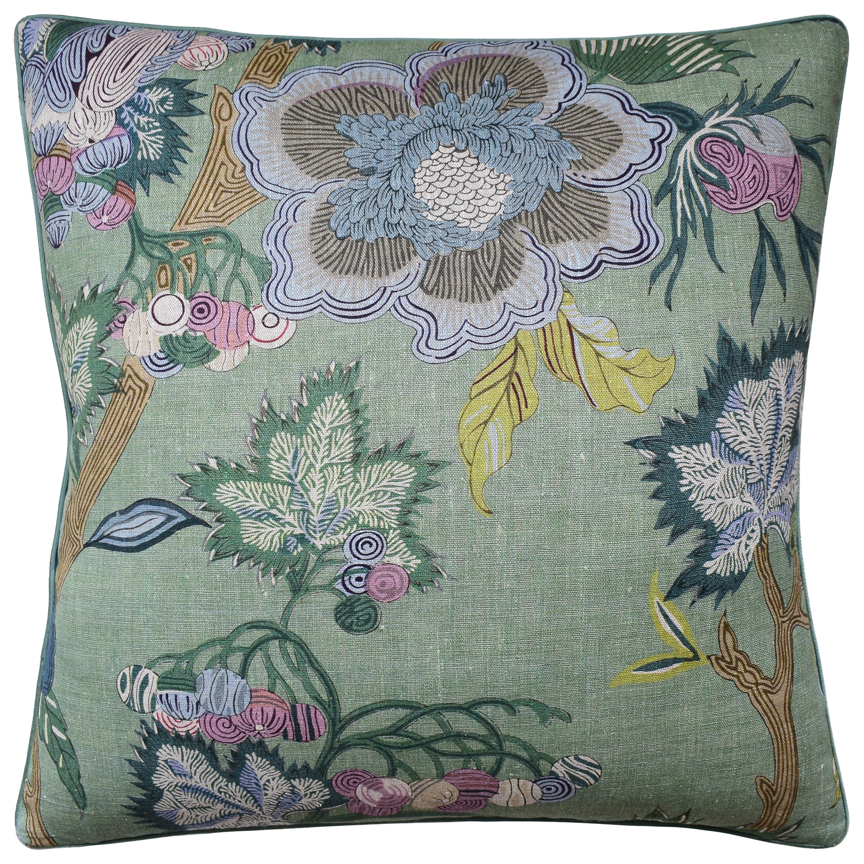 Indienne Jacobean Green Pillow