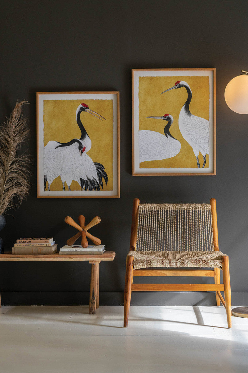 Black, White and Red Herons Print, Set of 2