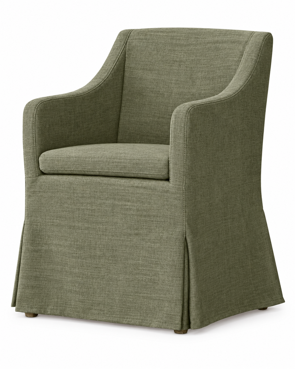 Haven Slipcover Curved Arm Dining Chair, Green