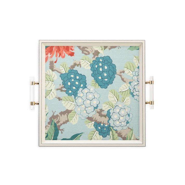 Enchanted Garden (Aqua) Square Serving Tray