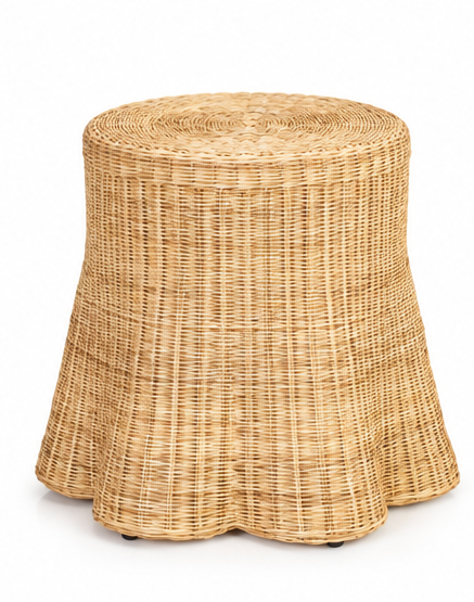 Bonnie Rattan Woven Scalloped Side Table