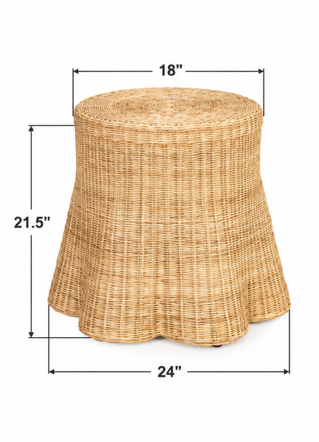 Bonnie Rattan Woven Scalloped Side Table